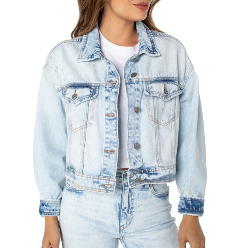 Celebrity Pink Acid Wash Boxy Crop Jean Jacket